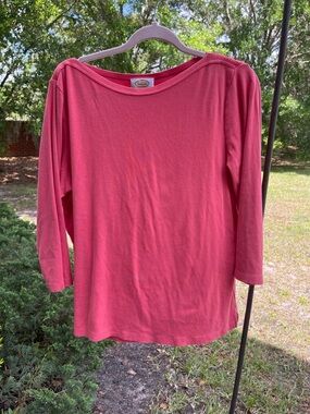 Talbots Women's 3/4 Sleeve Boatneck Top in Rose/coral
